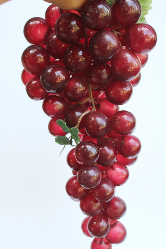 photo of huge bunch of red grapes, vintage rubbery plastic grapes faux fruit, each grape over one inch across  #6