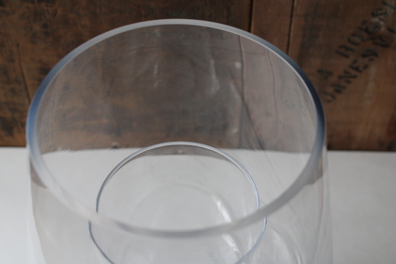 photo of huge clear glass vase w/ hurricane pillar candle holder, floral or holiday display centerpiece  #2