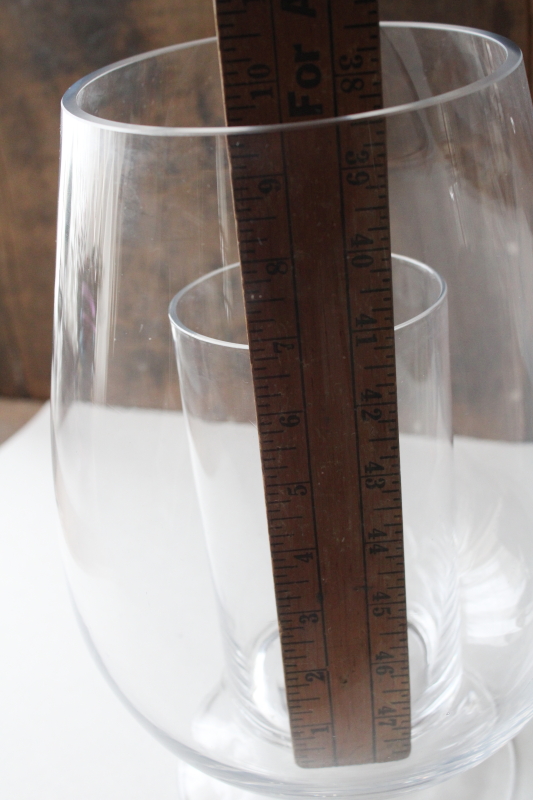 photo of huge clear glass vase w/ hurricane pillar candle holder, floral or holiday display centerpiece  #7