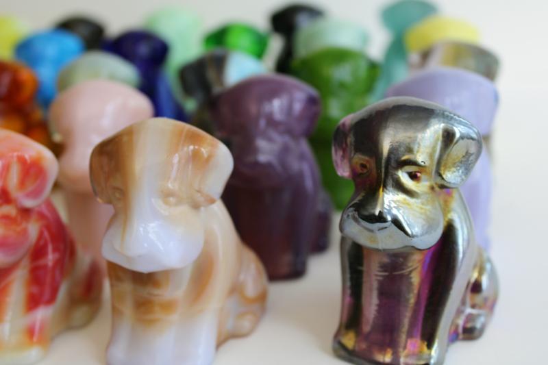 photo of huge collection colored & slag glass dogs, Boyds pooch dog figurines lot of pooches #5