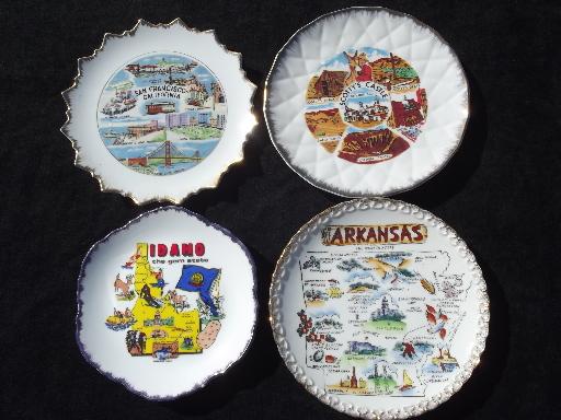 photo of huge collection of 50+ vintage souvenir plates, state maps, tourist traps #2