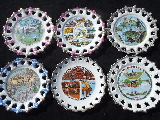 photo of huge collection of 50+ vintage souvenir plates, state maps, tourist traps #4