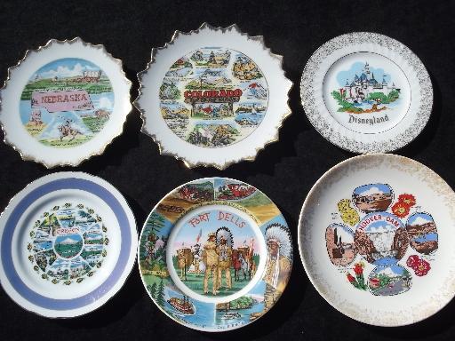 photo of huge collection of 50+ vintage souvenir plates, state maps, tourist traps #6