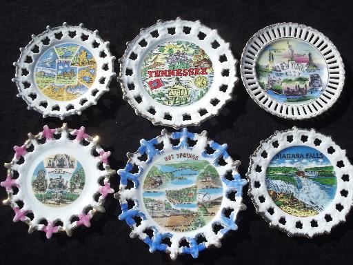 photo of huge collection of 50+ vintage souvenir plates, state maps, tourist traps #9