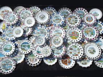 catalog photo of huge collection of 50+ vintage souvenir plates, state maps, tourist traps