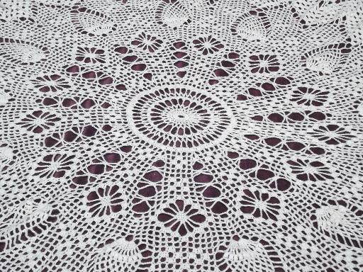 photo of huge cotton lace doily tablecloth, vintage ivory lacy crochet table cover #2