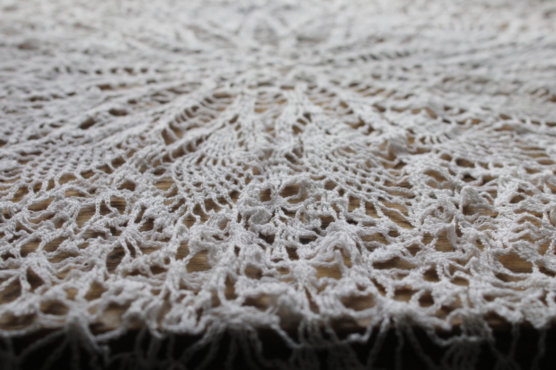 photo of huge crochet doily, boho cottage lace tablecloth or table topper handmade crochet pineapple pattern  #7