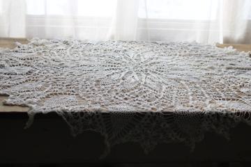 huge crochet doily, boho cottage lace tablecloth or table topper handmade crochet pineapple pattern 