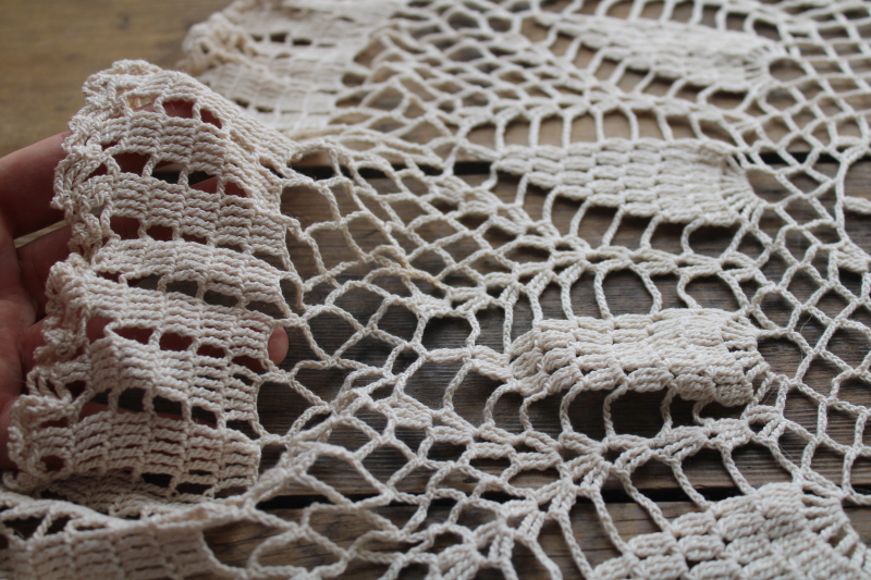 photo of huge crochet doily, handmade lace tablecloth or table topper, boho cottage decor  #2