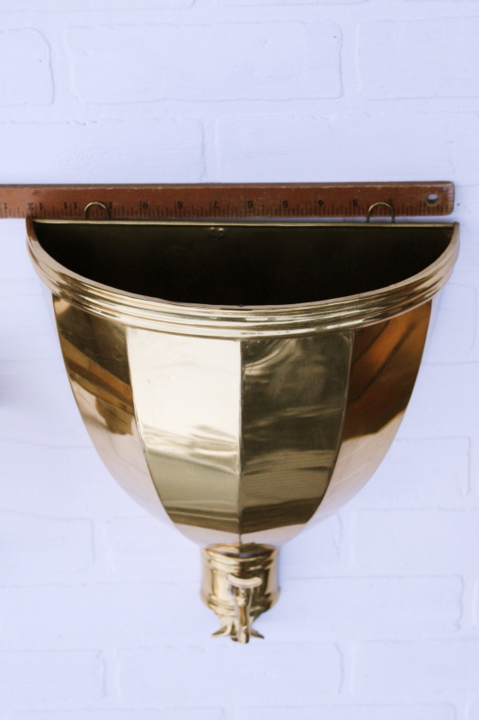 photo of huge decorative lavabo planter basin, vintage solid brass made in Italy, polished gleaming gold #12