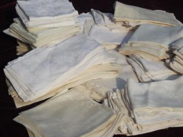 catalog photo of huge estate lot 150+ Irish linen and cotton damask napkins, vintage and antique