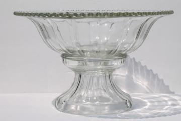 catalog photo of huge glass punch bowl w/ separate pedestal stand, wedding caterer punch bowl