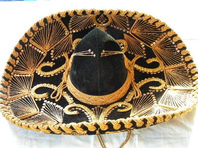 photo of huge gold embroidered velvet sombrero hat, Mexico #1