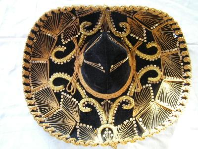 photo of huge gold embroidered velvet sombrero hat, Mexico #2