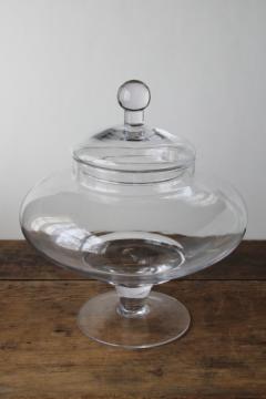 catalog photo of huge hand blown glass apothecary jar, display globe for collections or terrarium w/ lid 