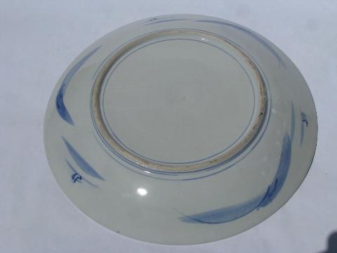 photo of huge hand-painted Chinese blue&white pottery low bowl or charger plate #3