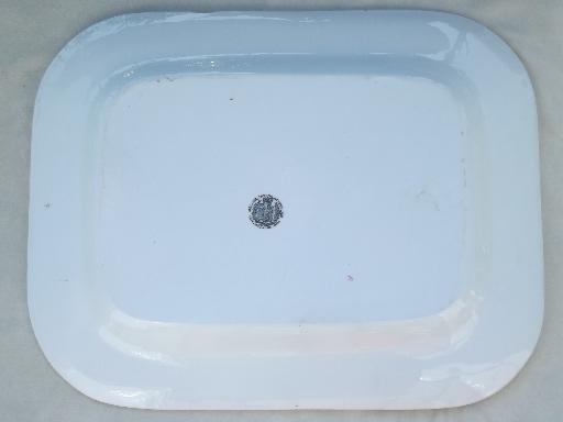 photo of huge heavy antique ironstone meat platter / tray, Tea Leaf ironstone china #4