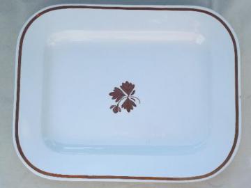 catalog photo of huge heavy antique ironstone meat platter / tray, Tea Leaf ironstone china