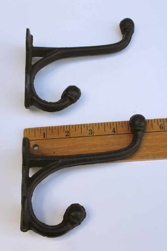photo of huge heavy cast iron coat hanger hooks, antique reproduction wall mount hardware  #1