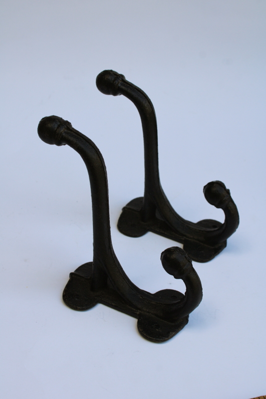 photo of huge heavy cast iron coat hanger hooks, antique reproduction wall mount hardware  #2