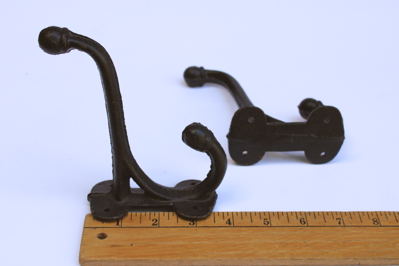 photo of huge heavy cast iron coat hanger hooks, antique reproduction wall mount hardware  #3