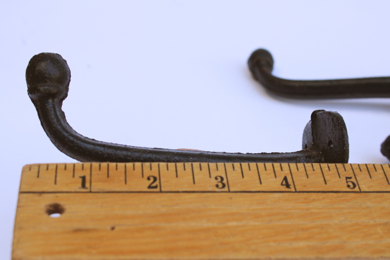 photo of huge heavy cast iron coat hanger hooks, antique reproduction wall mount hardware  #4