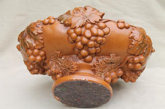 photo of huge heavy chalkware fruit bowl flower vase, vintage architectural ornament #6