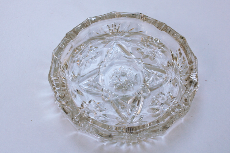 photo of huge heavy glass ashtray, mid-century vintage Anchor Hocking EAPC prescut crystal #1