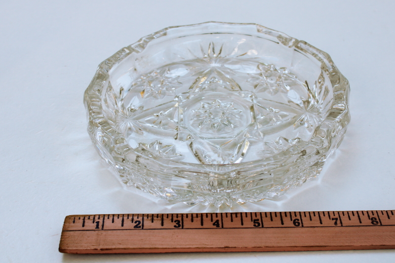 photo of huge heavy glass ashtray, mid-century vintage Anchor Hocking EAPC prescut crystal #2