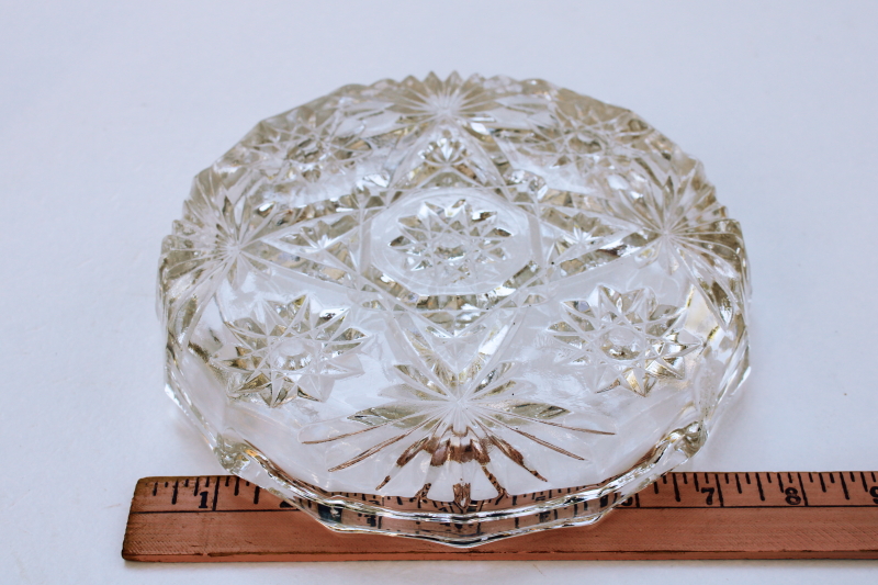 photo of huge heavy glass ashtray, mid-century vintage Anchor Hocking EAPC prescut crystal #3