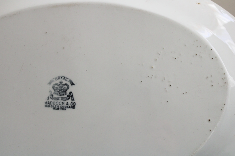 huge heavy white ironstone china platter, Maddock Co England back stamp ...