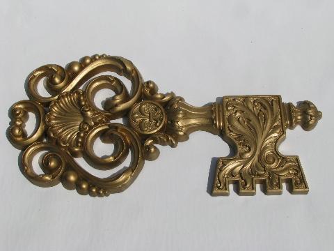 photo of huge keys vintage ornate gold plastic retro key shape wall art plaques #4