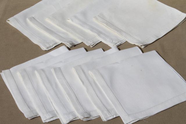 photo of huge lot 100+ vintage & antique cloth napkins, damask & cotton white work table linen #7