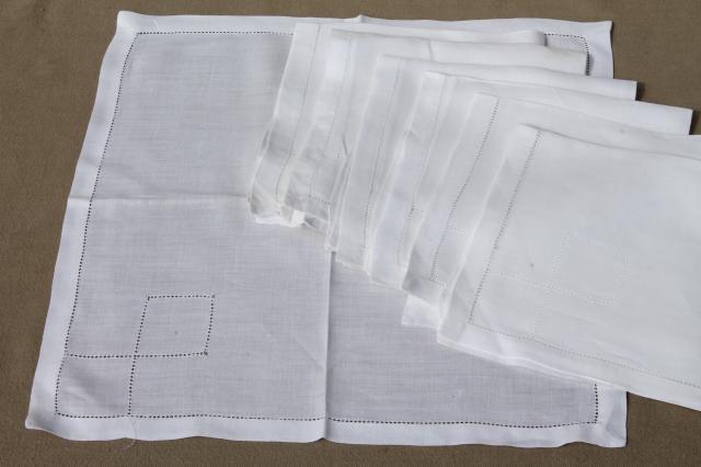 photo of huge lot 100+ vintage & antique cloth napkins, damask & cotton white work table linen #17