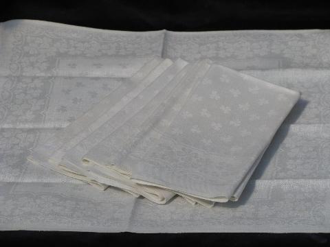 photo of huge lot 140 vintage antique linen cotton damask napkins #3