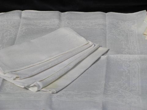 photo of huge lot 140 vintage antique linen cotton damask napkins #4