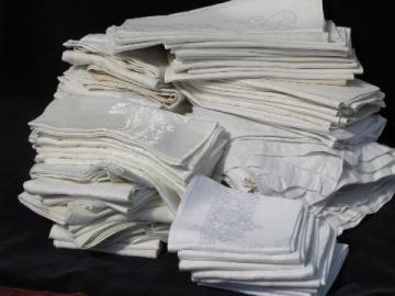 catalog photo of huge lot 140 vintage antique linen cotton damask napkins