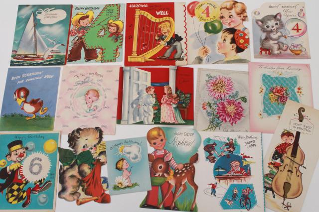 photo of huge lot 150+ vintage greeting cards, holiday & birthday cards, Christmas cards, valentines #2