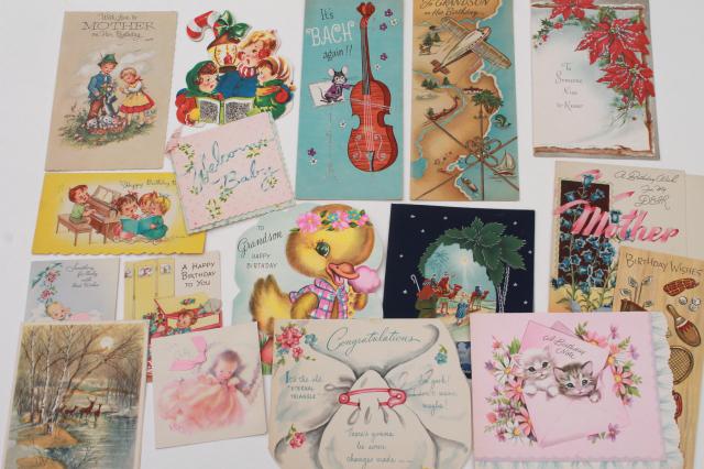 photo of huge lot 150+ vintage greeting cards, holiday & birthday cards, Christmas cards, valentines #3