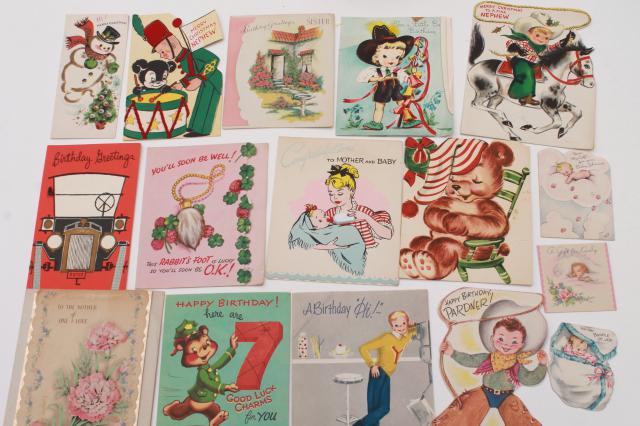 photo of huge lot 150+ vintage greeting cards, holiday & birthday cards, Christmas cards, valentines #6