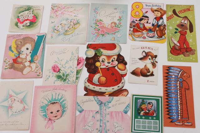 photo of huge lot 150+ vintage greeting cards, holiday & birthday cards, Christmas cards, valentines #7