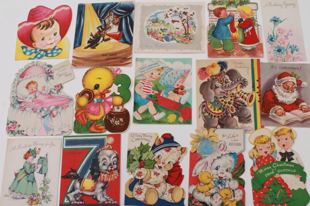 photo of huge lot 150+ vintage greeting cards, holiday & birthday cards, Christmas cards, valentines #9