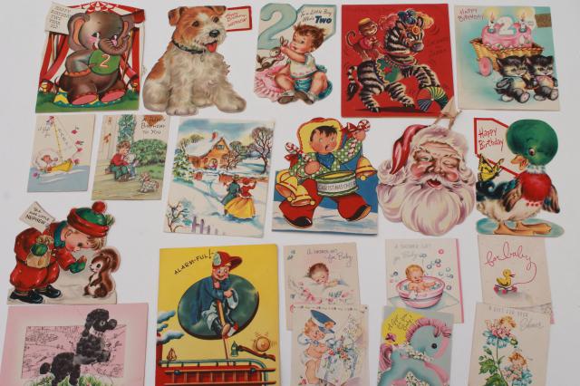 photo of huge lot 150+ vintage greeting cards, holiday & birthday cards, Christmas cards, valentines #11