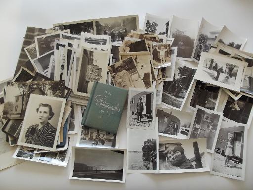 photo of huge lot 200+ old B&W snapshot photos, mostly 1940s WWII vintage #1