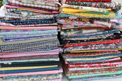 photo of huge lot 22 POUNDS print cotton quilting scraps, 70s-80s vintage & newer fabric #1