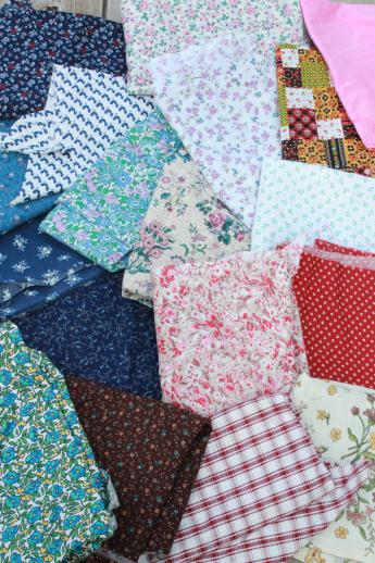 photo of huge lot 22 POUNDS print cotton quilting scraps, 70s-80s vintage & newer fabric #2