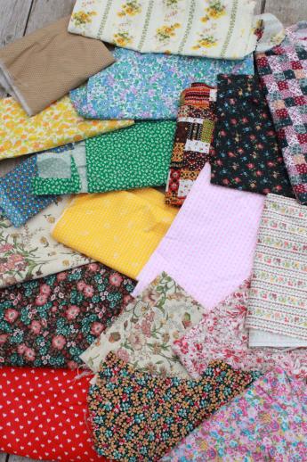 photo of huge lot 22 POUNDS print cotton quilting scraps, 70s-80s vintage & newer fabric #5