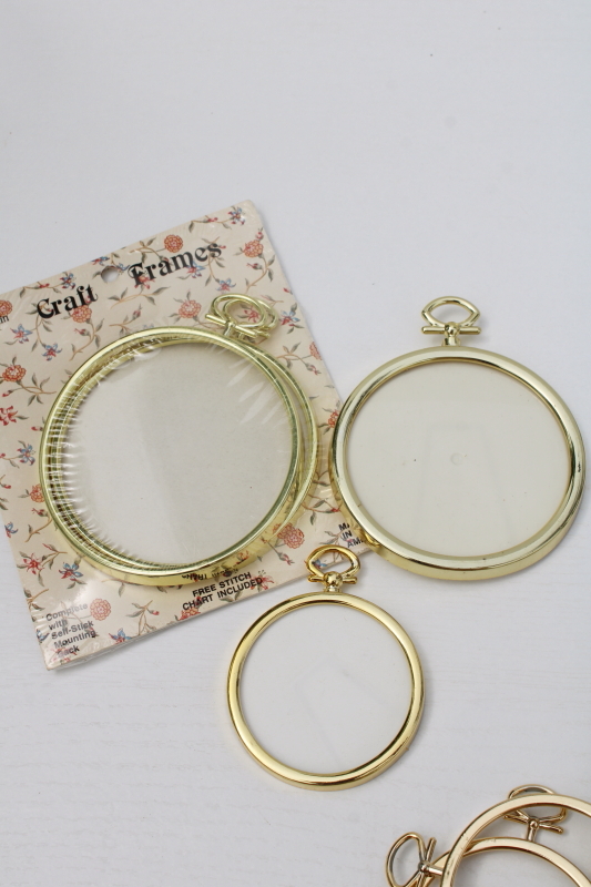 photo of huge lot 50 gold plastic mini frames for ornaments, cross stitch embroidery needlework  #3