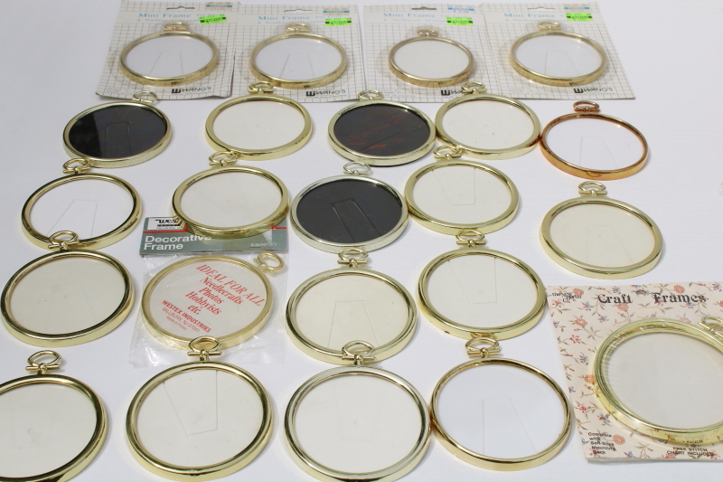 photo of huge lot 50 gold plastic mini frames for ornaments, cross stitch embroidery needlework  #5