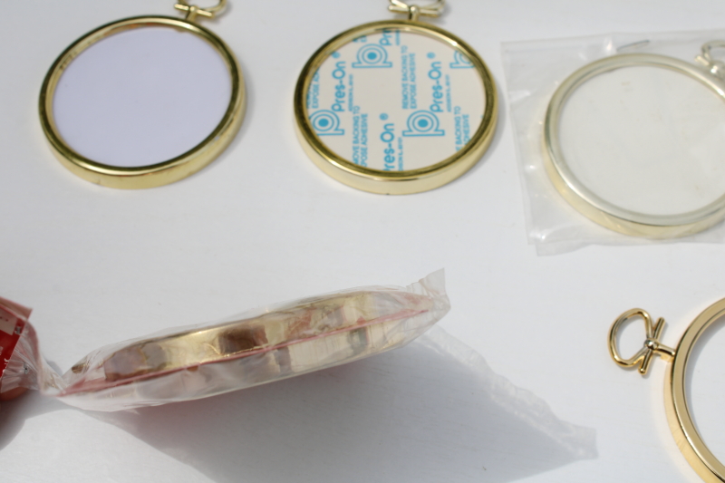photo of huge lot 50 gold plastic mini frames for ornaments, cross stitch embroidery needlework  #8